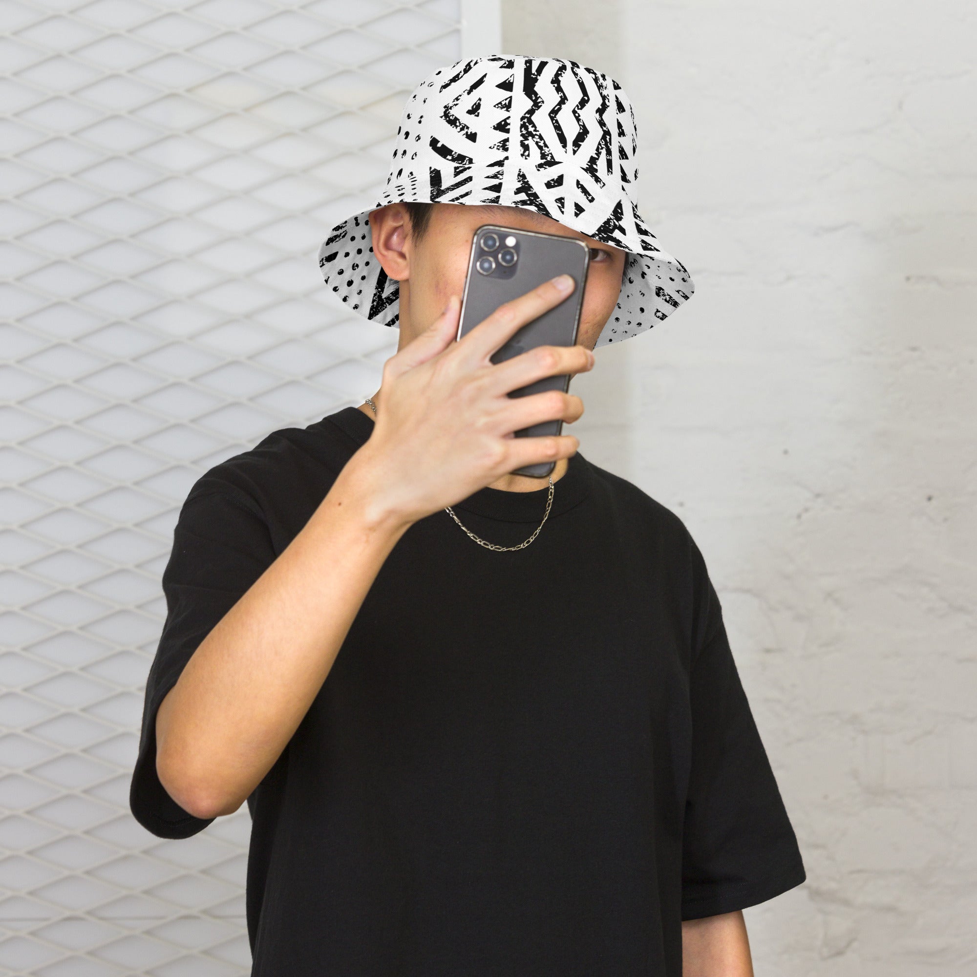 African Print Unisex Reversible Bucket Hat | Black and white | Mirage - Love Africa Print