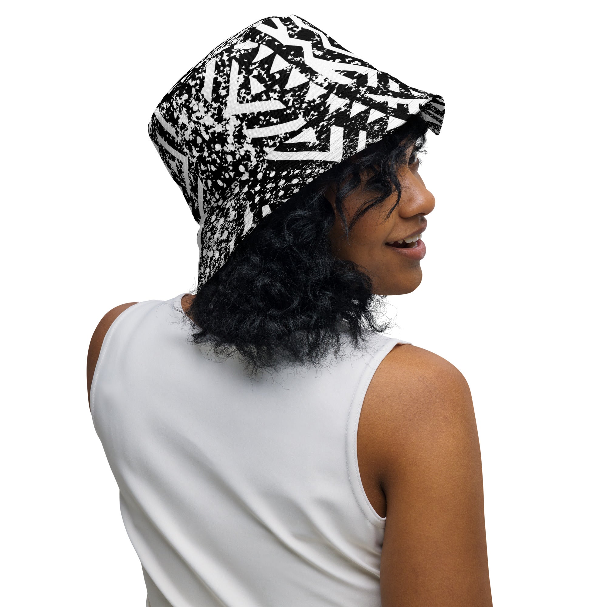 African Print Unisex Reversible Bucket Hat | Black and white | Oasis - Love Africa Print