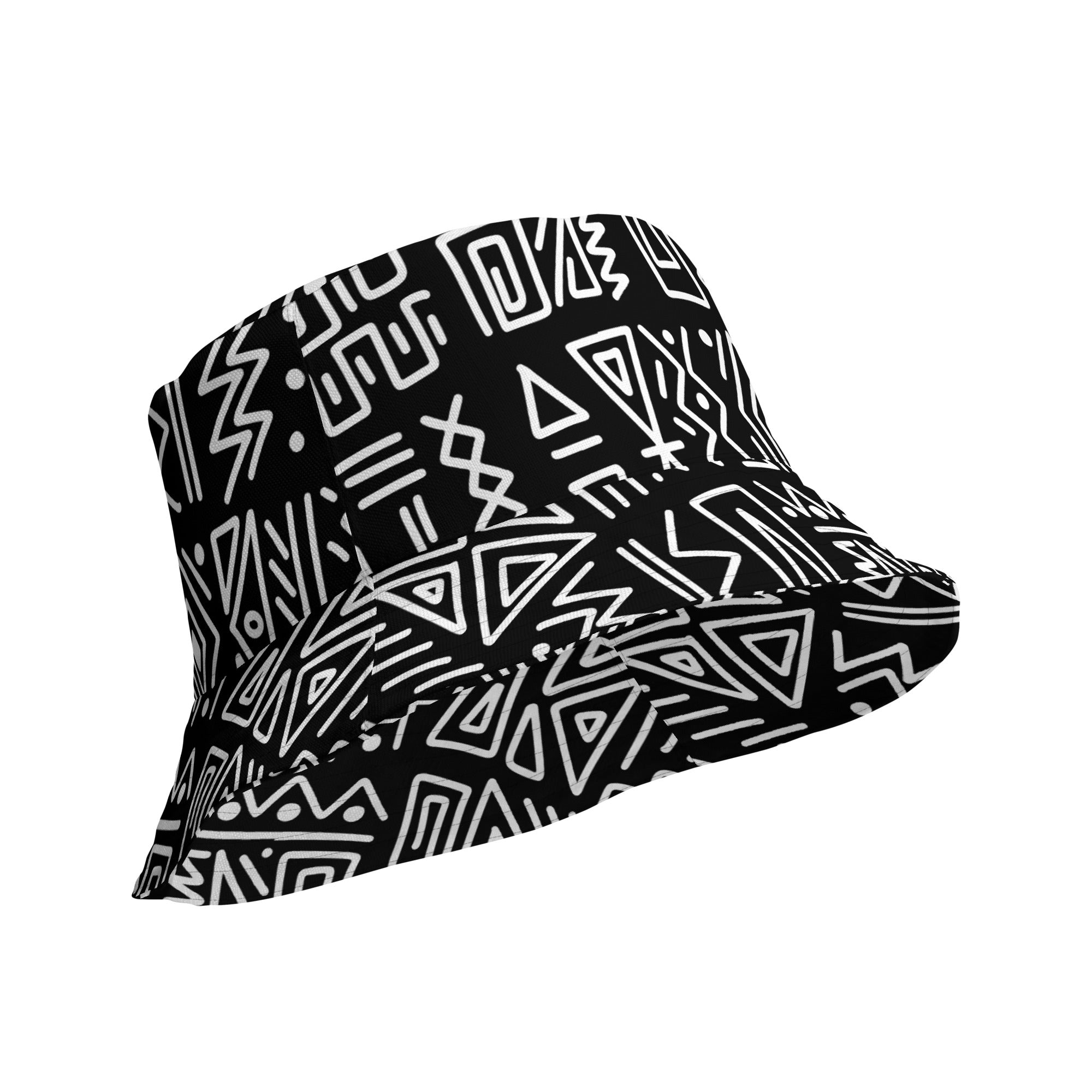 African Print Unisex Reversible Bucket Hat | Black and white | Rhythms - Love Africa Print