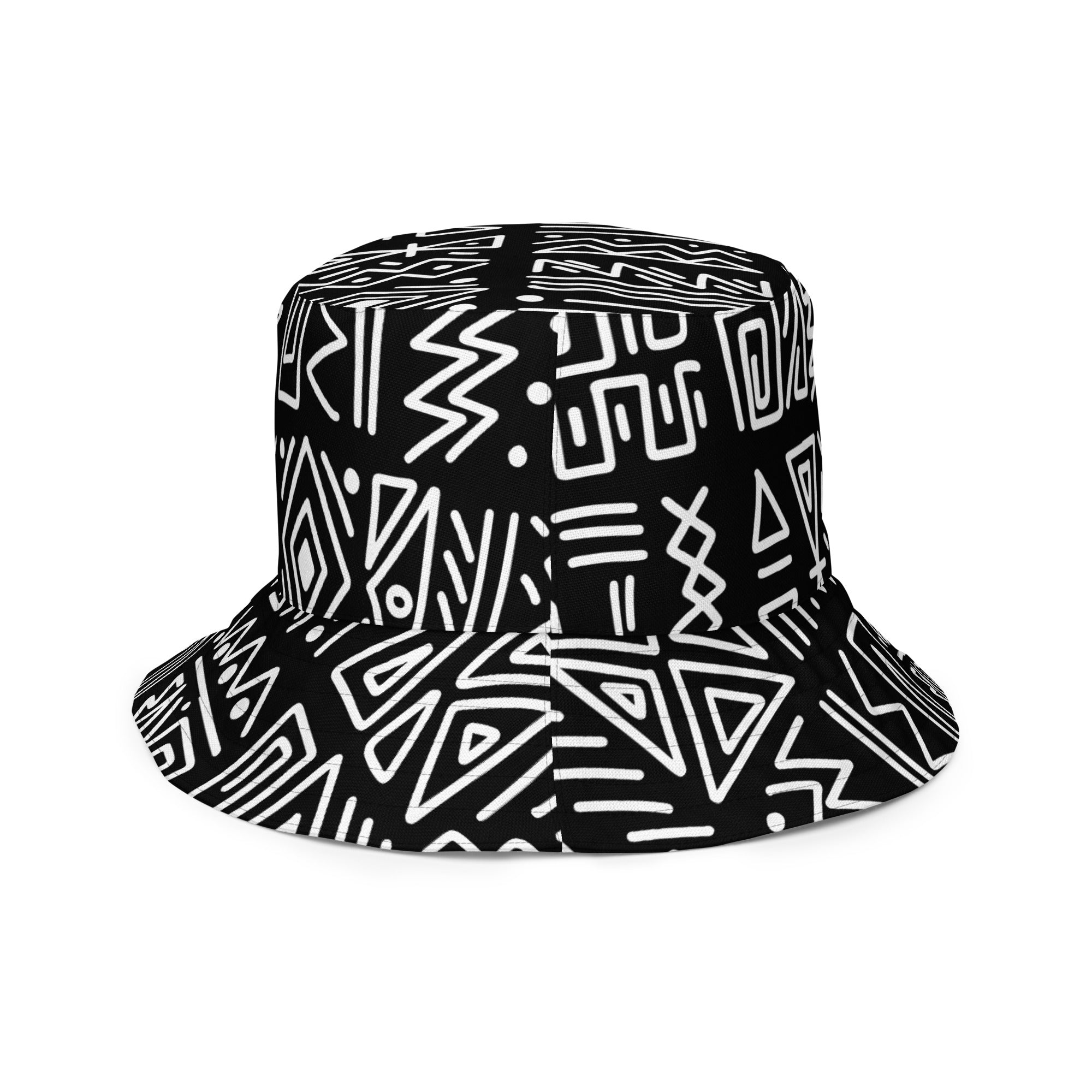 African Print Unisex Reversible Bucket Hat | Black and white | Rhythms - Love Africa Print