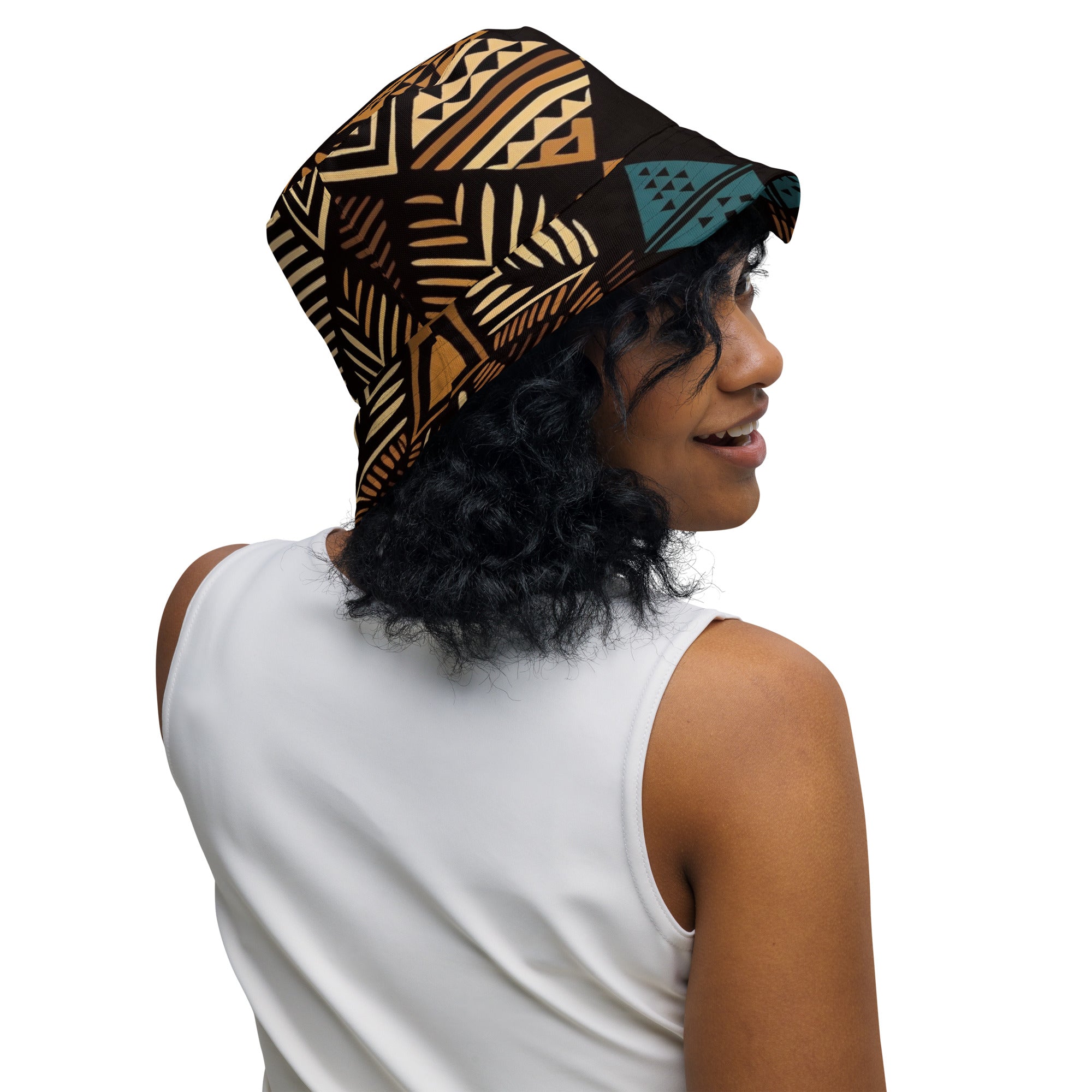 African Print Unisex Reversible Bucket Hat | Earth tones | Medina - Love Africa Print