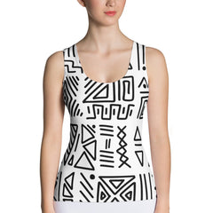 African Print Women's Tank Top | Black and white | Nomadic - Love Africa Print