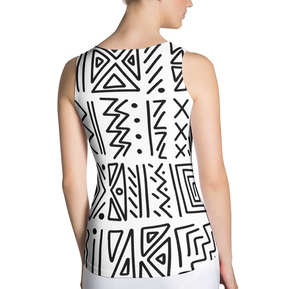 African Print Women's Tank Top | Black and white | Nomadic - Love Africa Print