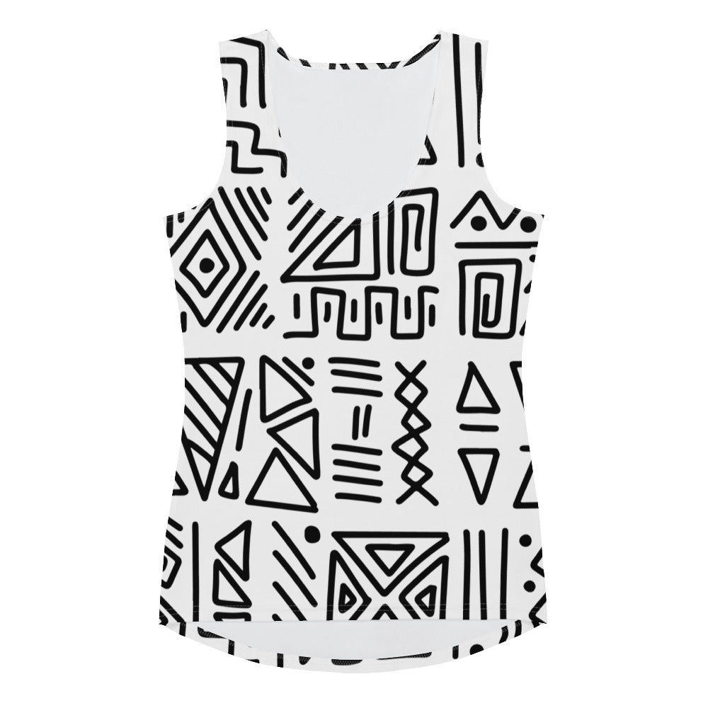 African Print Women's Tank Top | Black and white | Nomadic - Love Africa Print