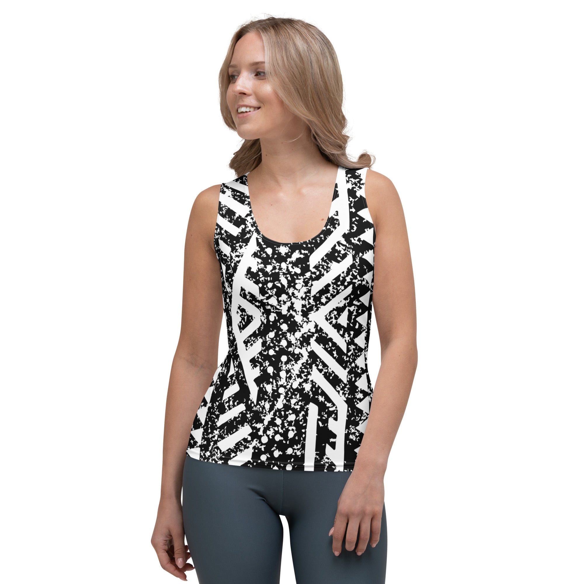 African Print Women's Tank Top | Black and white | Oasis - Love Africa Print