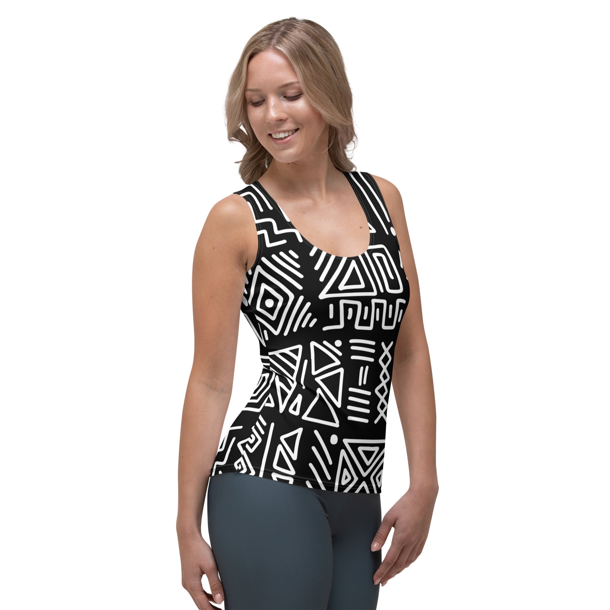 African Print Women's Tank Top | Black and white | Rhythms - Love Africa Print