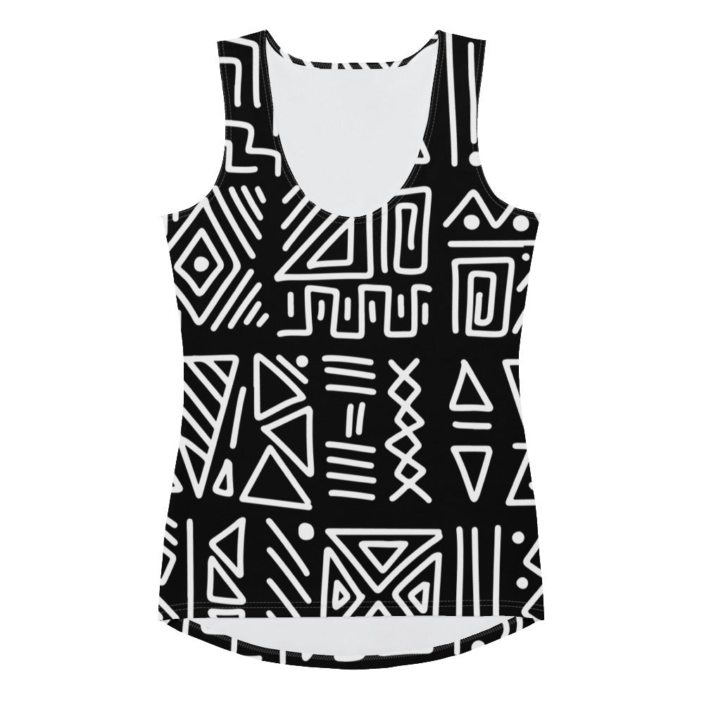 African Print Women's Tank Top | Black and white | Rhythms - Love Africa Print