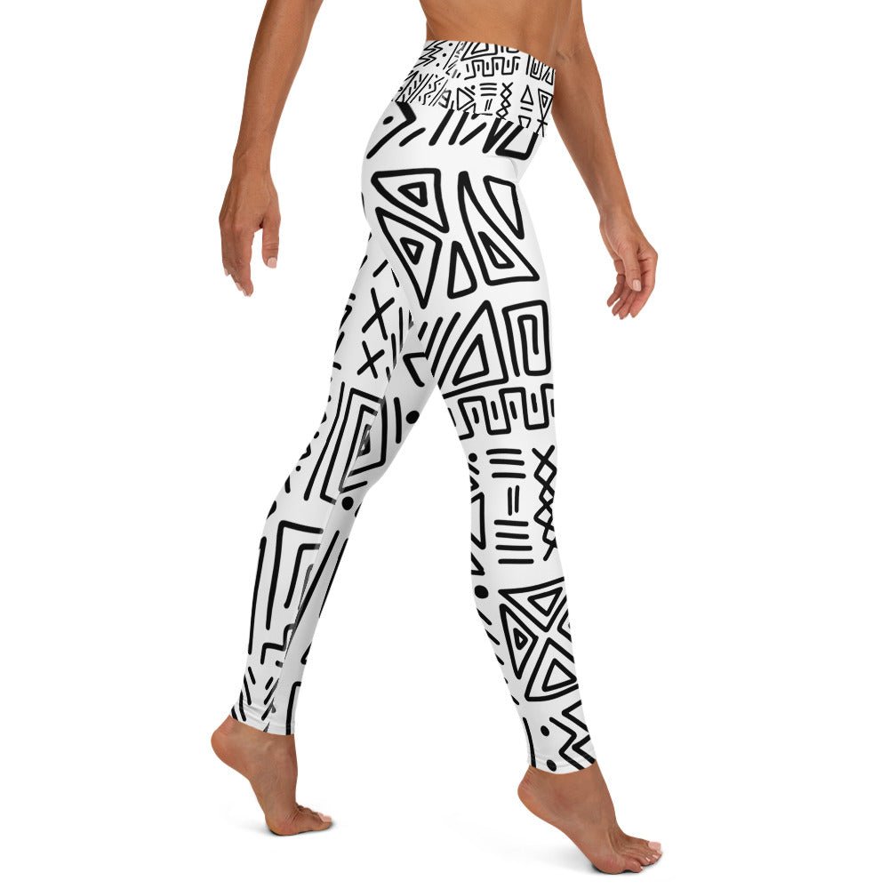 African Print Yoga Leggings | Black and white | Nomadic - Love Africa Print