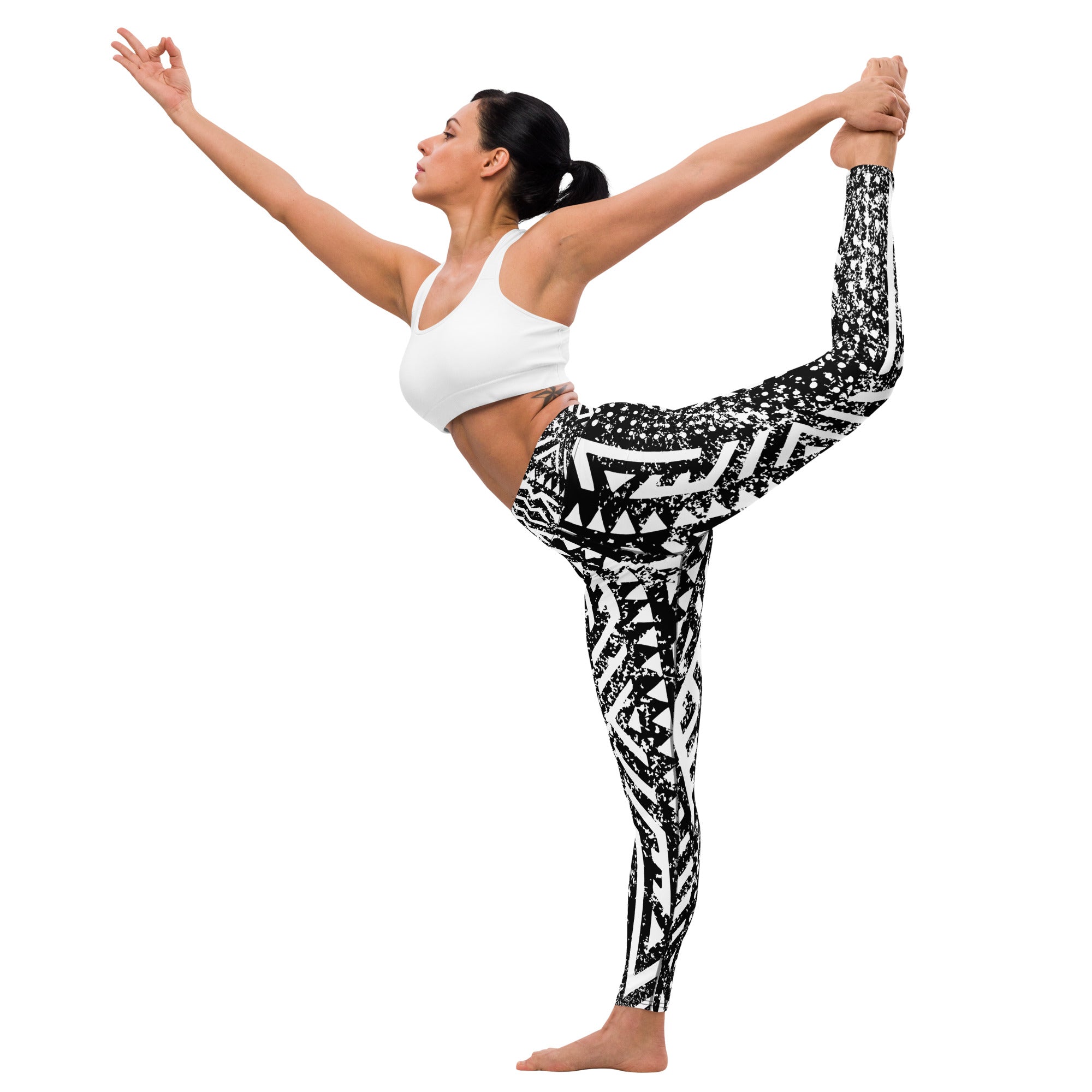 African Print Yoga Leggings | Black and white | Oasis - Love Africa Print