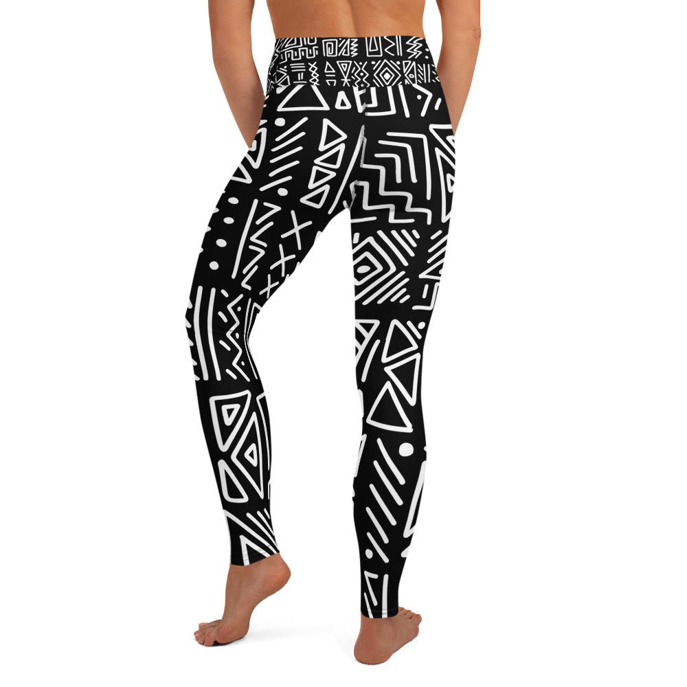 African Print Yoga Leggings | Black and white | Rhythms - Love Africa Print