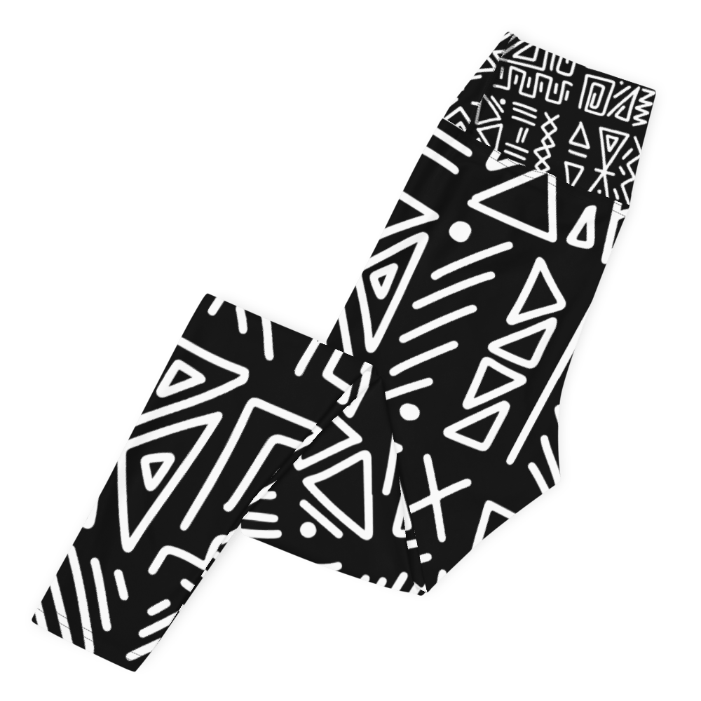 African Print Yoga Leggings | Black and white | Rhythms - Love Africa Print