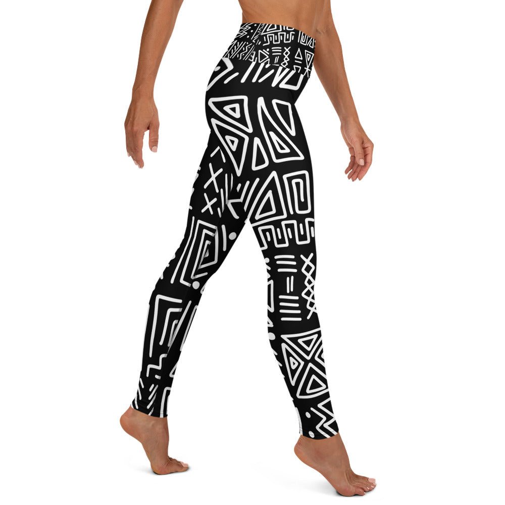 African Print Yoga Leggings | Black and white | Rhythms - Love Africa Print